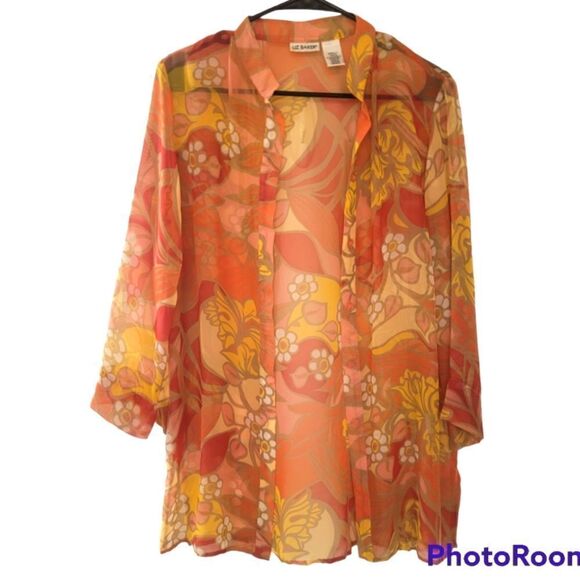 Liz Baker Sheer Floral Blouse, Size S - Picture 1 of 3
